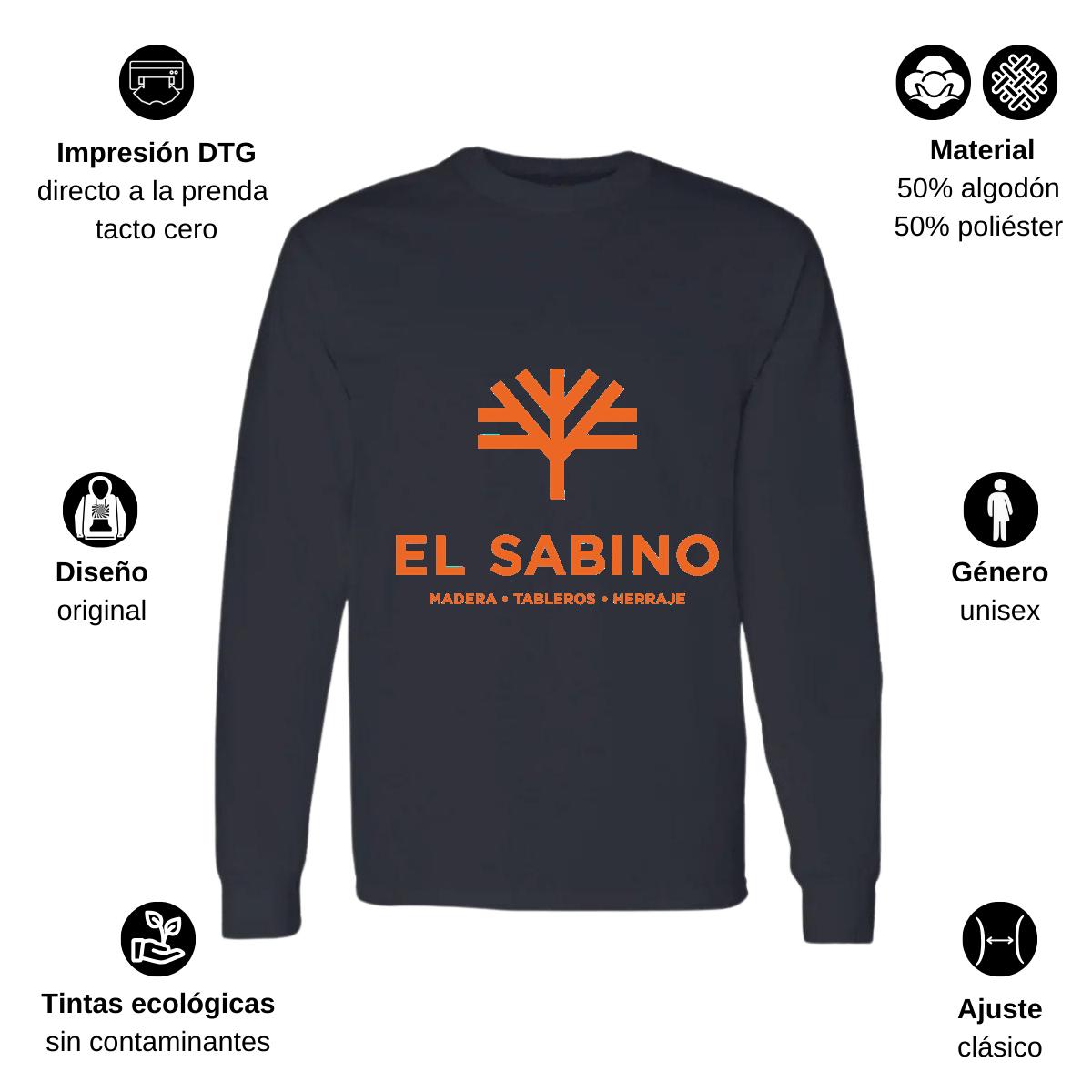 Playera Manga Larga Algodón Negro Logo