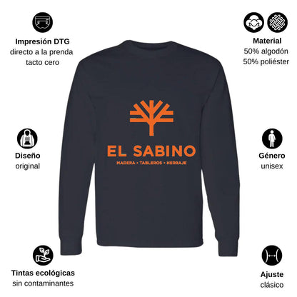 Playera Manga Larga Algodón Negro Logo