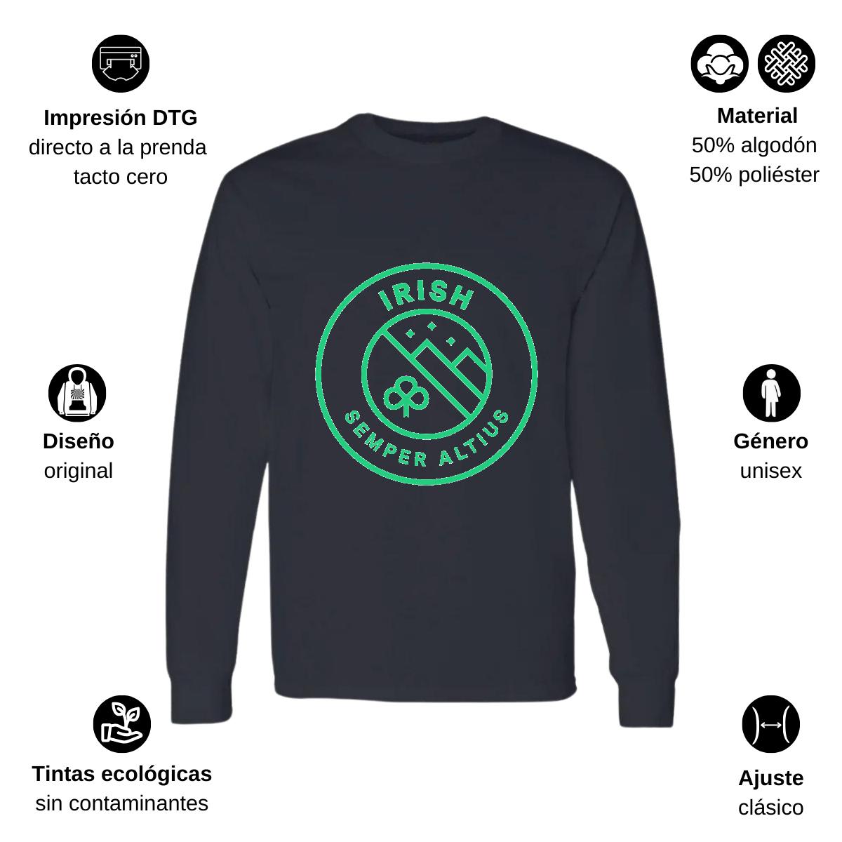 Playera Manga Larga Algodón Negro Logo