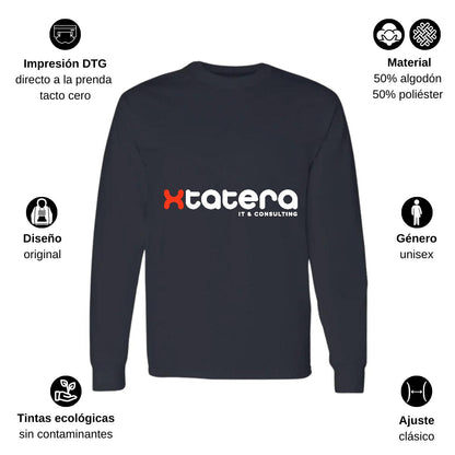 Playera Manga Larga Algodón Negro Logo