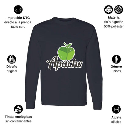 Playera Manga Larga Algodón Negro Logo