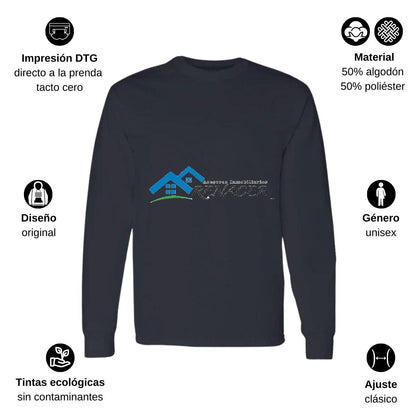 Playera Manga Larga Algodón Negro Logo