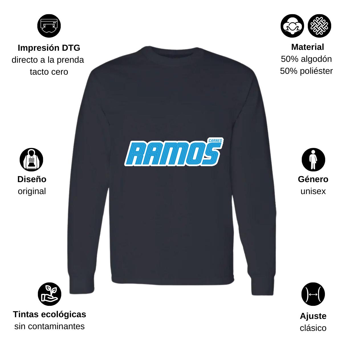 Playera Manga Larga Algodón Negro Logo