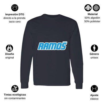 Playera Manga Larga Algodón Negro Logo