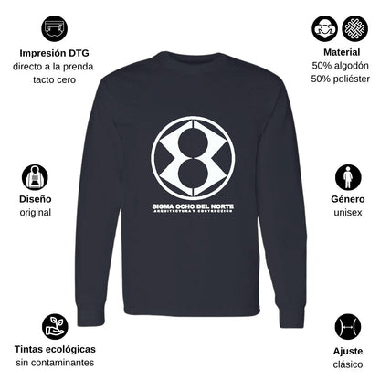Playera Manga Larga Algodón Negro Logo