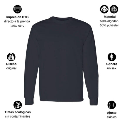Playera Manga Larga Algodón Negro Logo