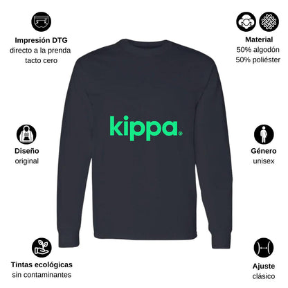 Playera Manga Larga Algodón Negro Logo