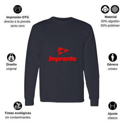 Playera Manga Larga Algodón Negro Logo
