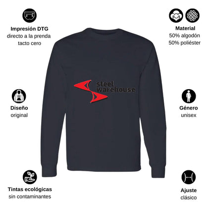 Playera Manga Larga Algodón Negro Logo