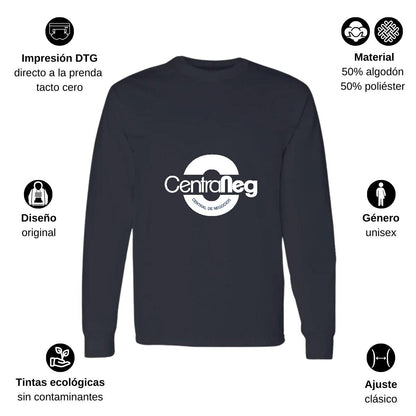 Playera Manga Larga Algodón Negro Logo