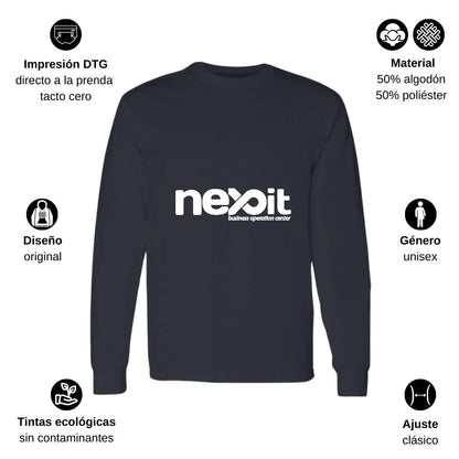 Playera Manga Larga Algodón Negro Logo