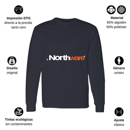 Playera Manga Larga Algodón Negro Logo