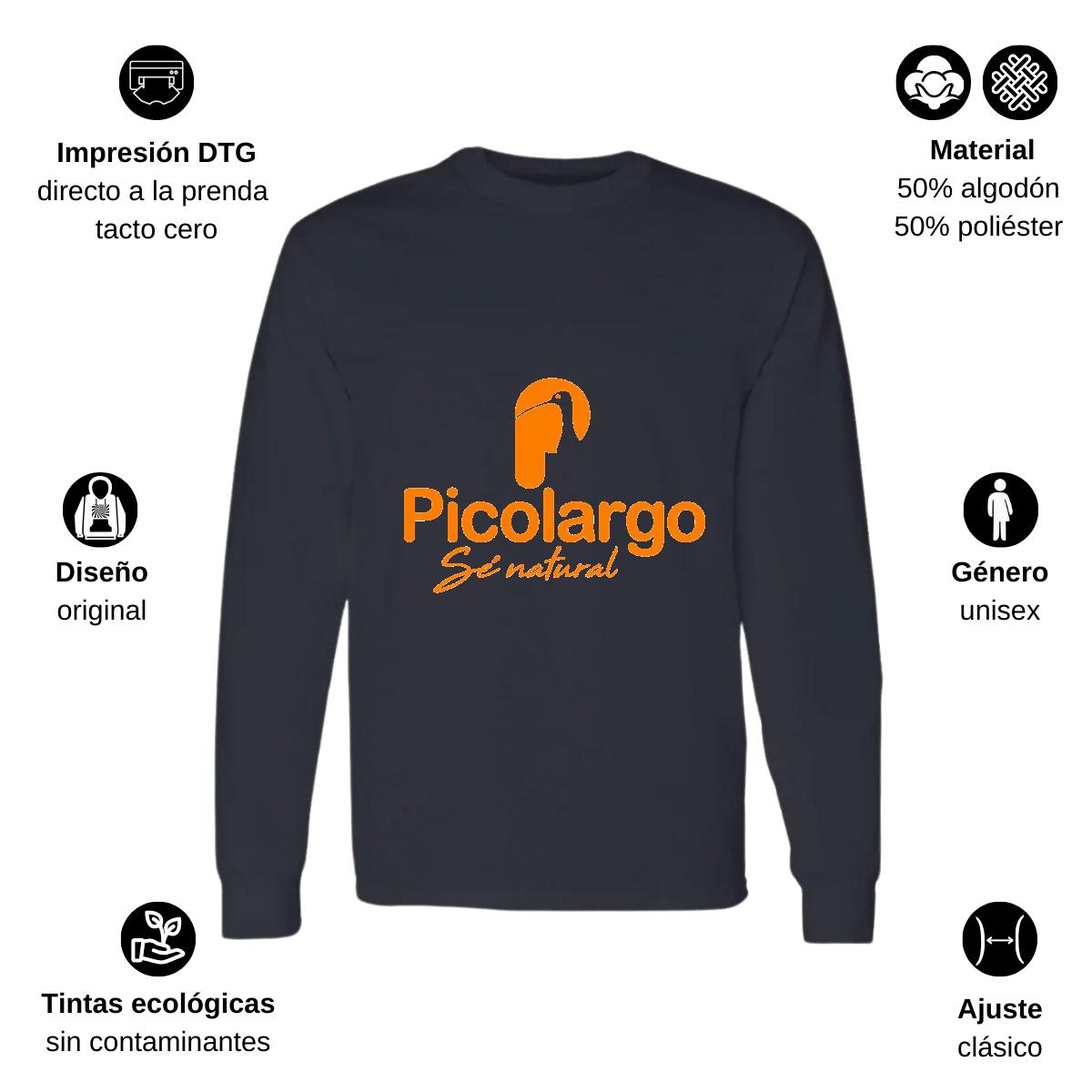 Playera Manga Larga Algodón Negro Logo