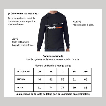 Playera Manga Larga Algodón Negro Logo