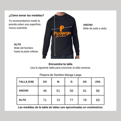 Playera Manga Larga Algodón Negro Logo