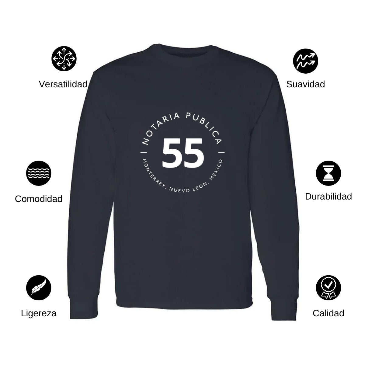 Playera Manga Larga Algodón Negro Logo