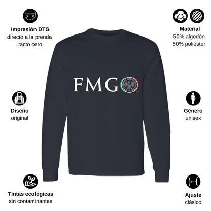 Playera Manga Larga Algodón Negro Logo