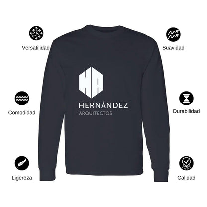 Playera Manga Larga Algodón Negro Logo