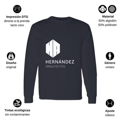 Playera Manga Larga Algodón Negro Logo