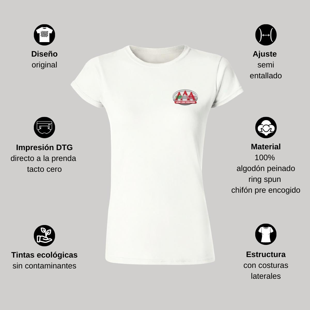 Playera Manga Corta Mujer Blanco Personalizable Escudo