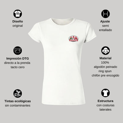 Playera Manga Corta Mujer Blanco Personalizable Escudo