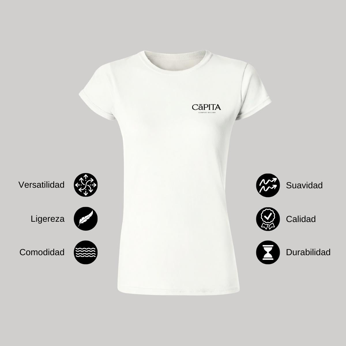 Playera Manga Corta Mujer Blanco Personalizable Escudo