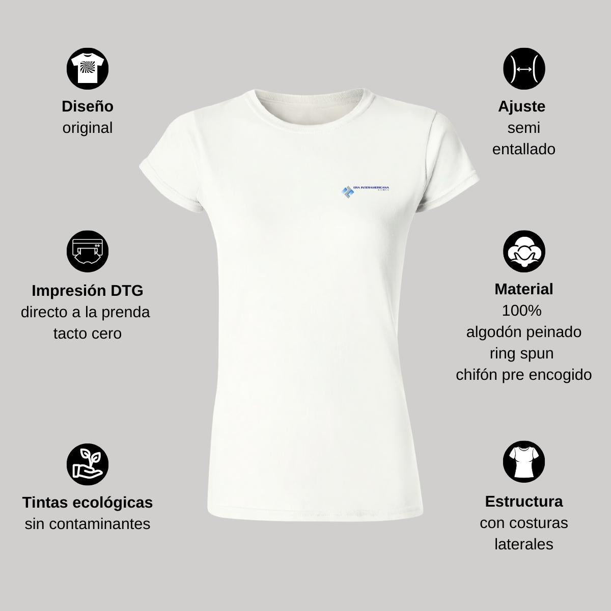 Playera Manga Corta Mujer Blanco Personalizable Escudo