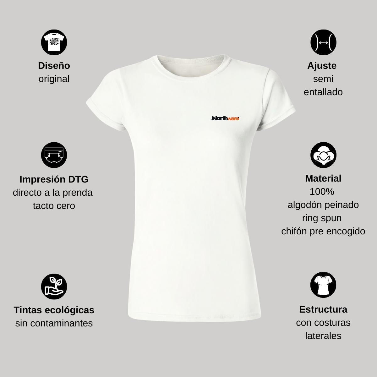 Playera Manga Corta Mujer Blanco Personalizable Escudo