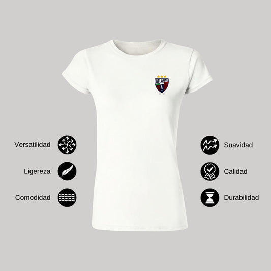 Playera Manga Corta Mujer Blanco Personalizable Escudo