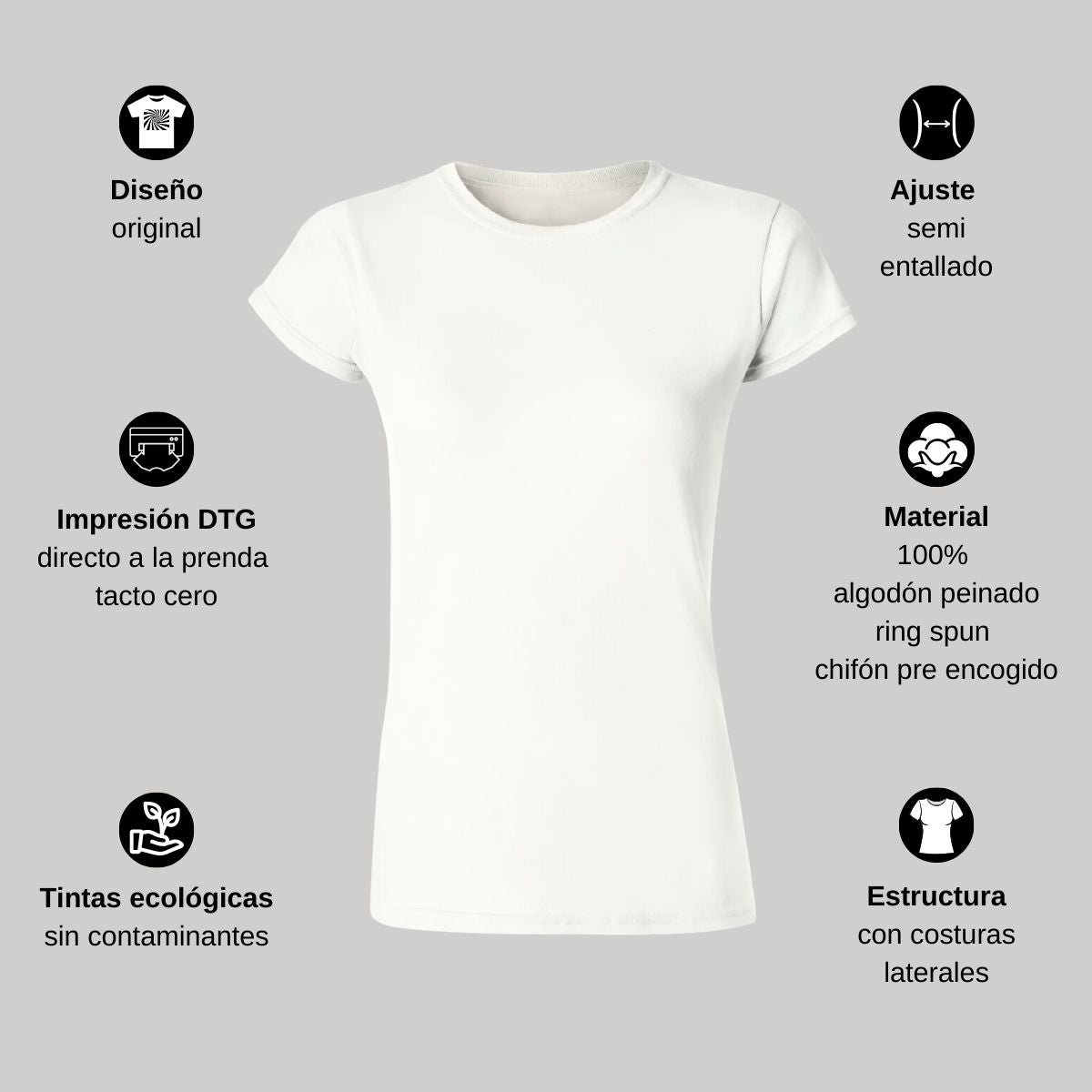 Playera Manga Corta Mujer Blanco Personalizable Logo