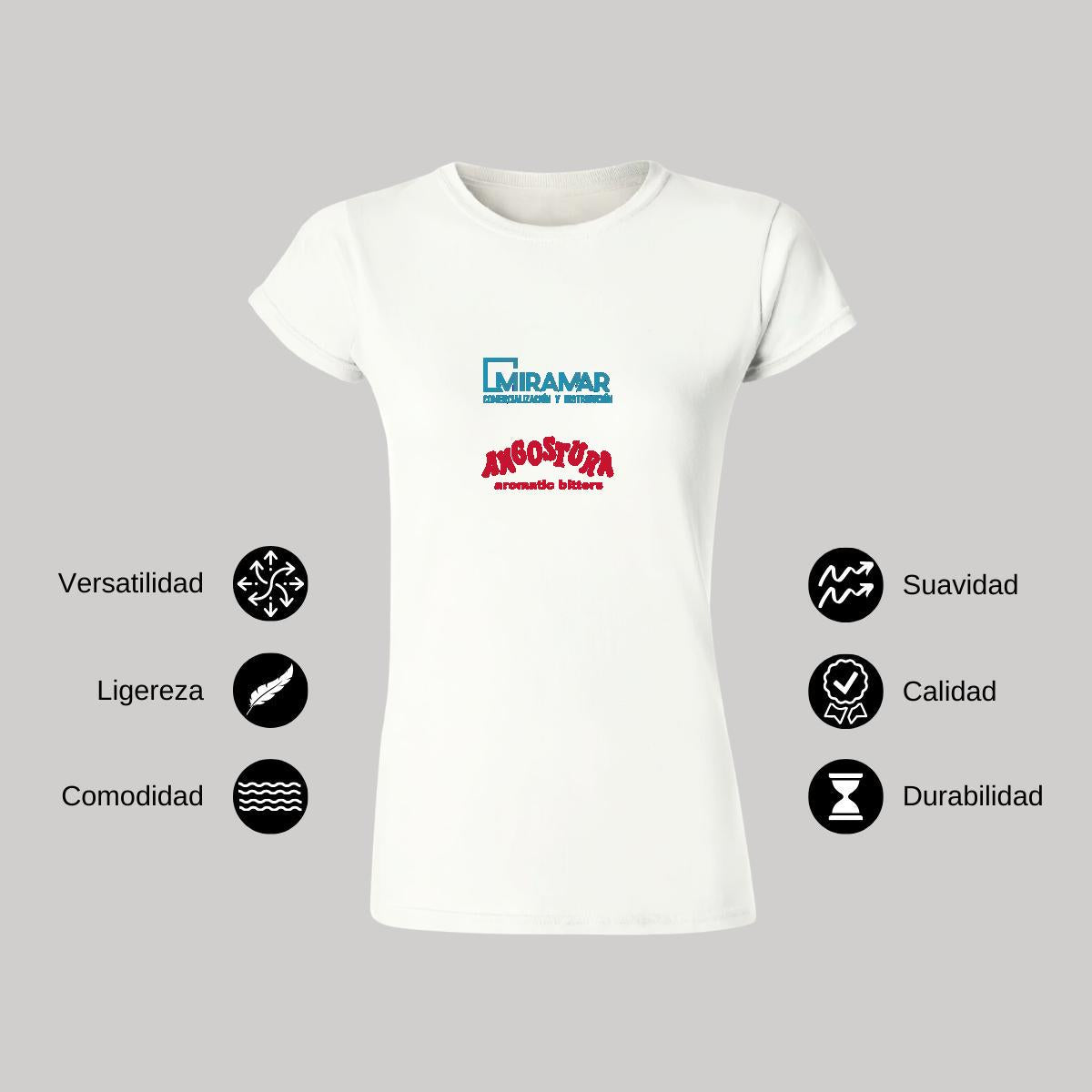 Playera Manga Corta Mujer Blanco Personalizable Logo