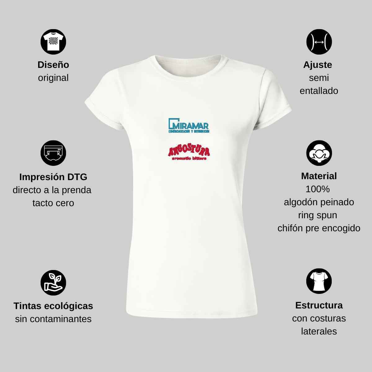 Playera Manga Corta Mujer Blanco Personalizable Logo