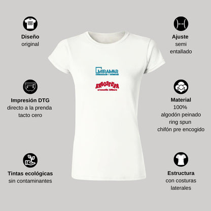 Playera Manga Corta Mujer Blanco Personalizable Logo