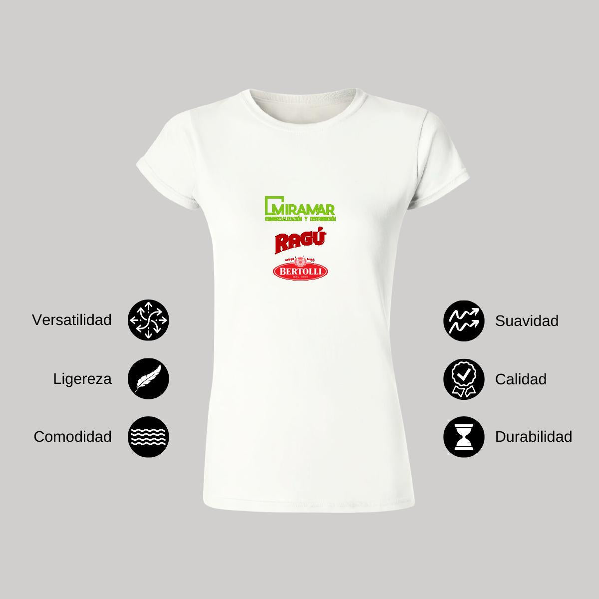 Playera Manga Corta Mujer Blanco Personalizable Logo
