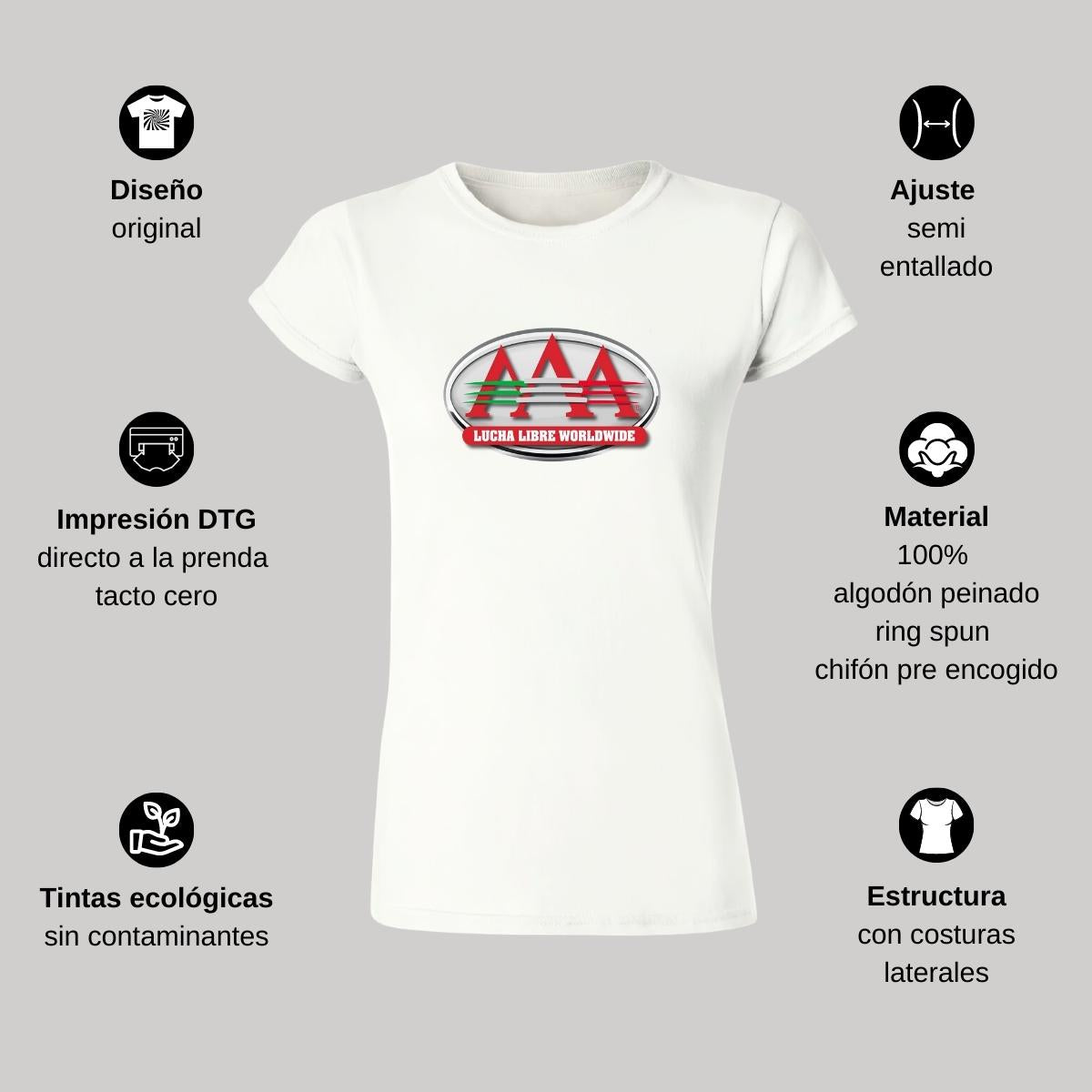 Playera Manga Corta Mujer Blanco Personalizable Logo