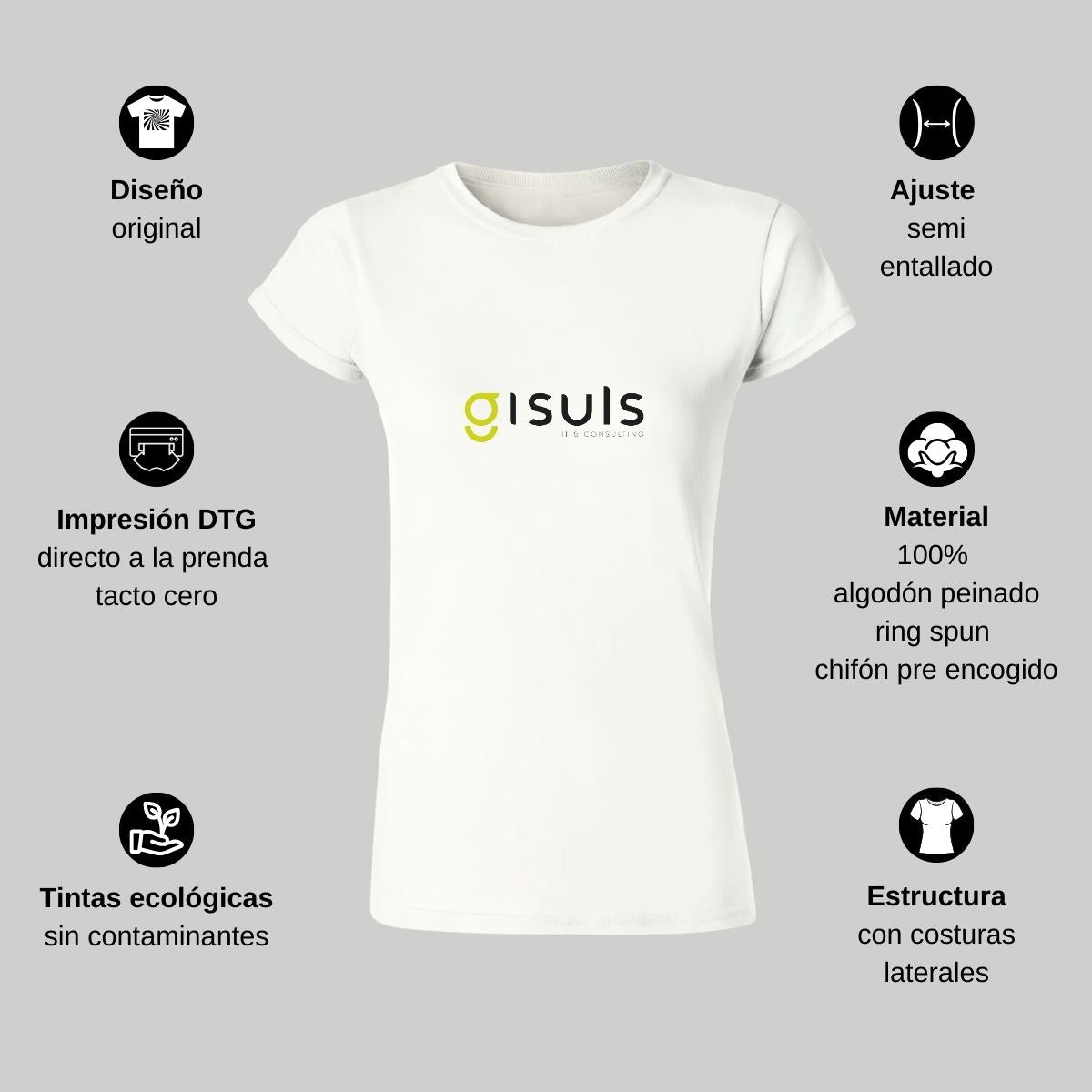 Playera Manga Corta Mujer Blanco Personalizable Logo