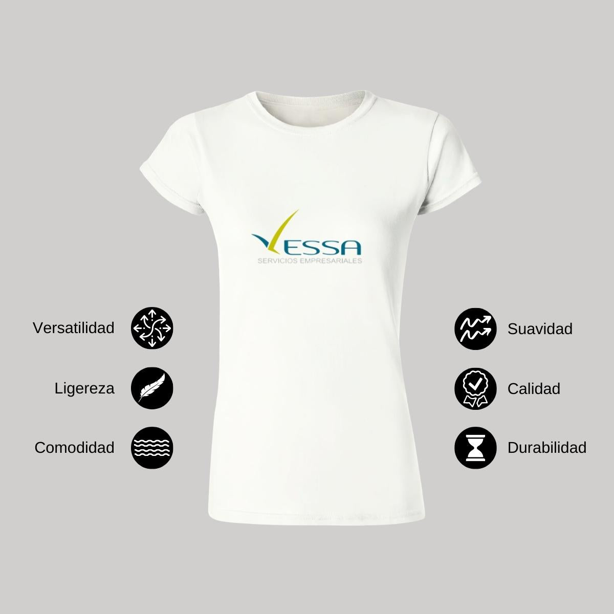 Playera Manga Corta Mujer Blanco Personalizable Logo