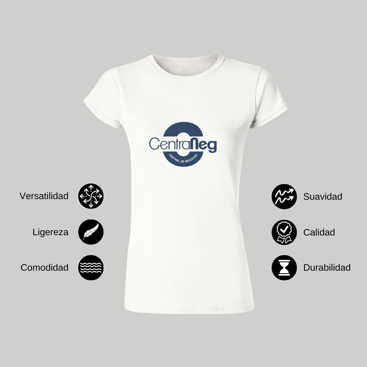 Playera Manga Corta Mujer Blanco Personalizable Logo