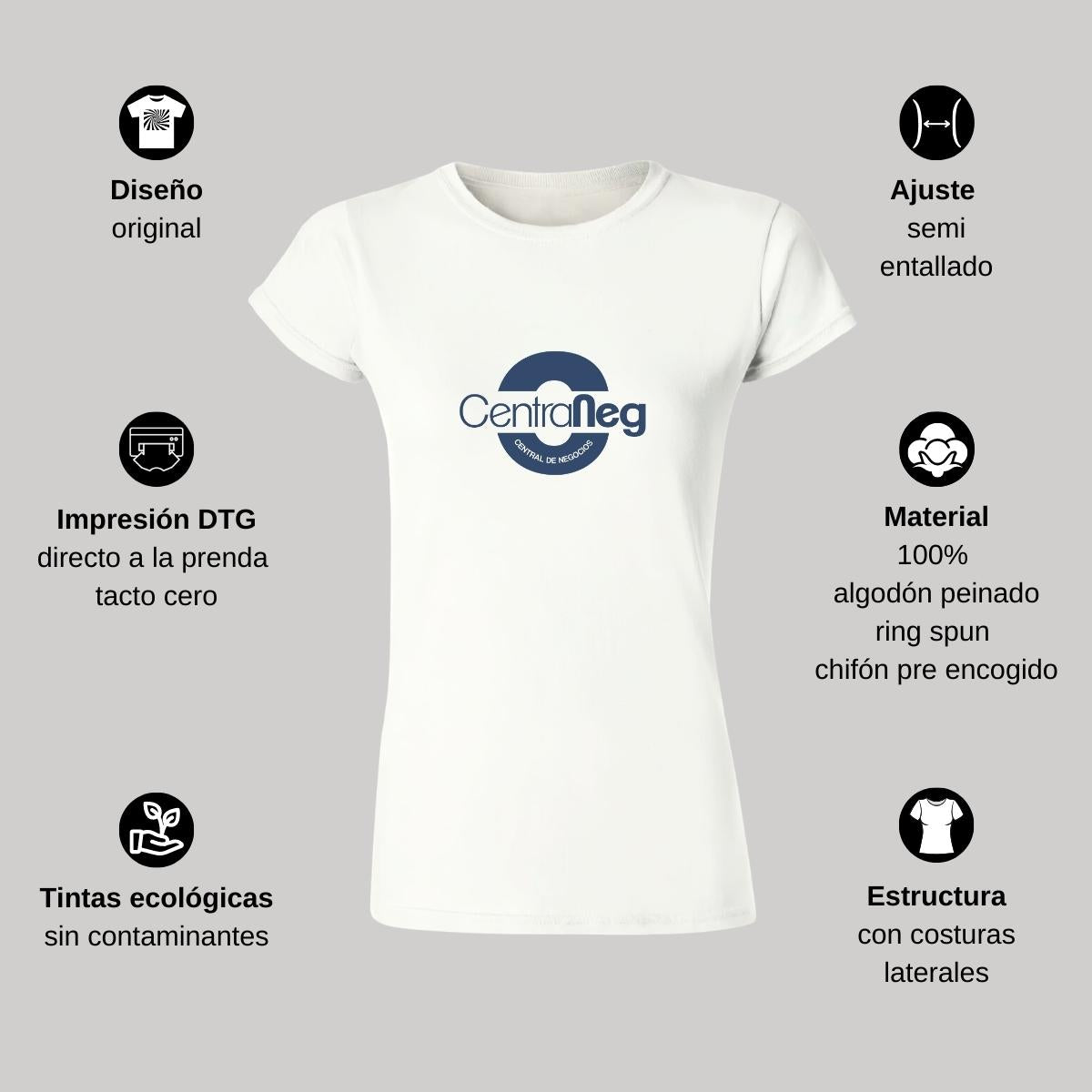 Playera Manga Corta Mujer Blanco Personalizable Logo
