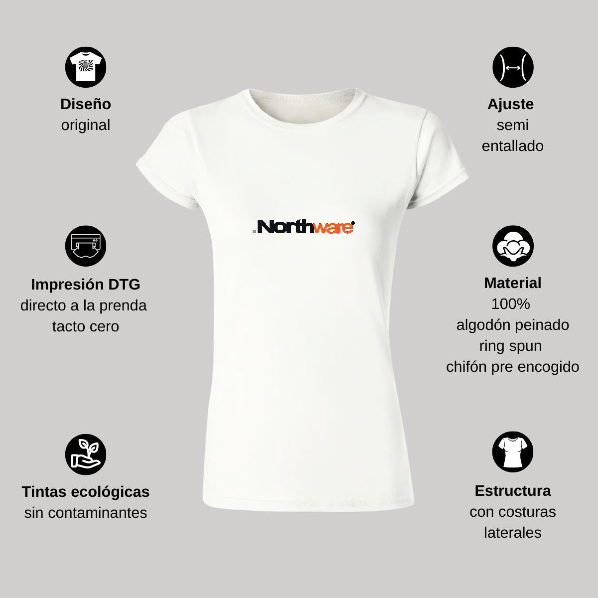Playera Manga Corta Mujer Blanco Personalizable Logo