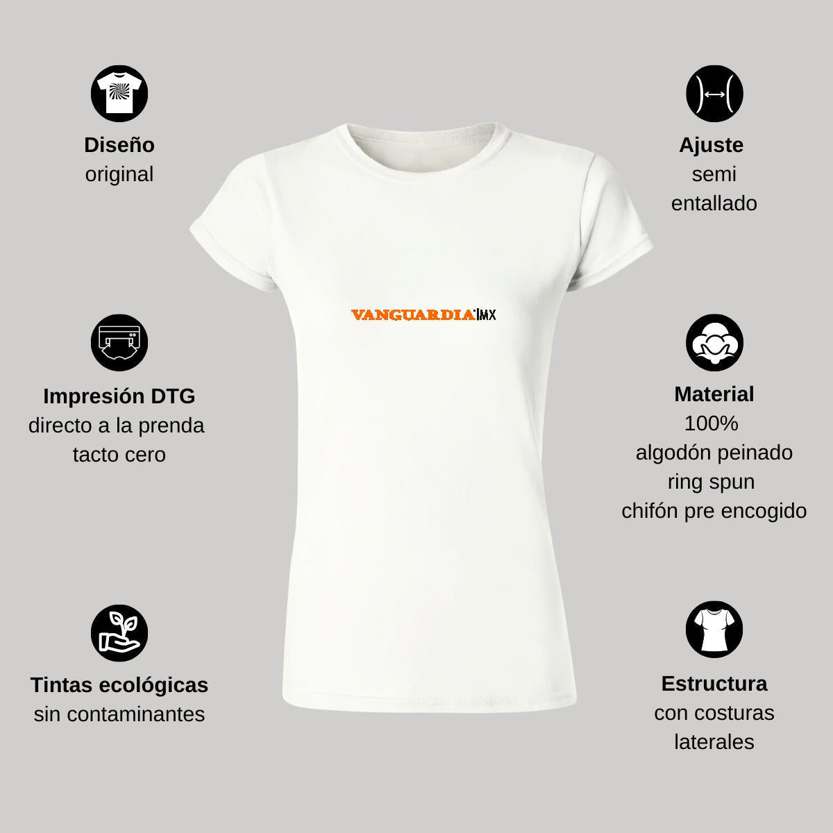 Playera Manga Corta Mujer Blanco Personalizable Logo