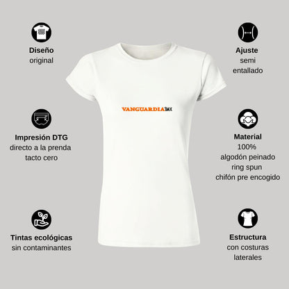 Playera Manga Corta Mujer Blanco Personalizable Logo