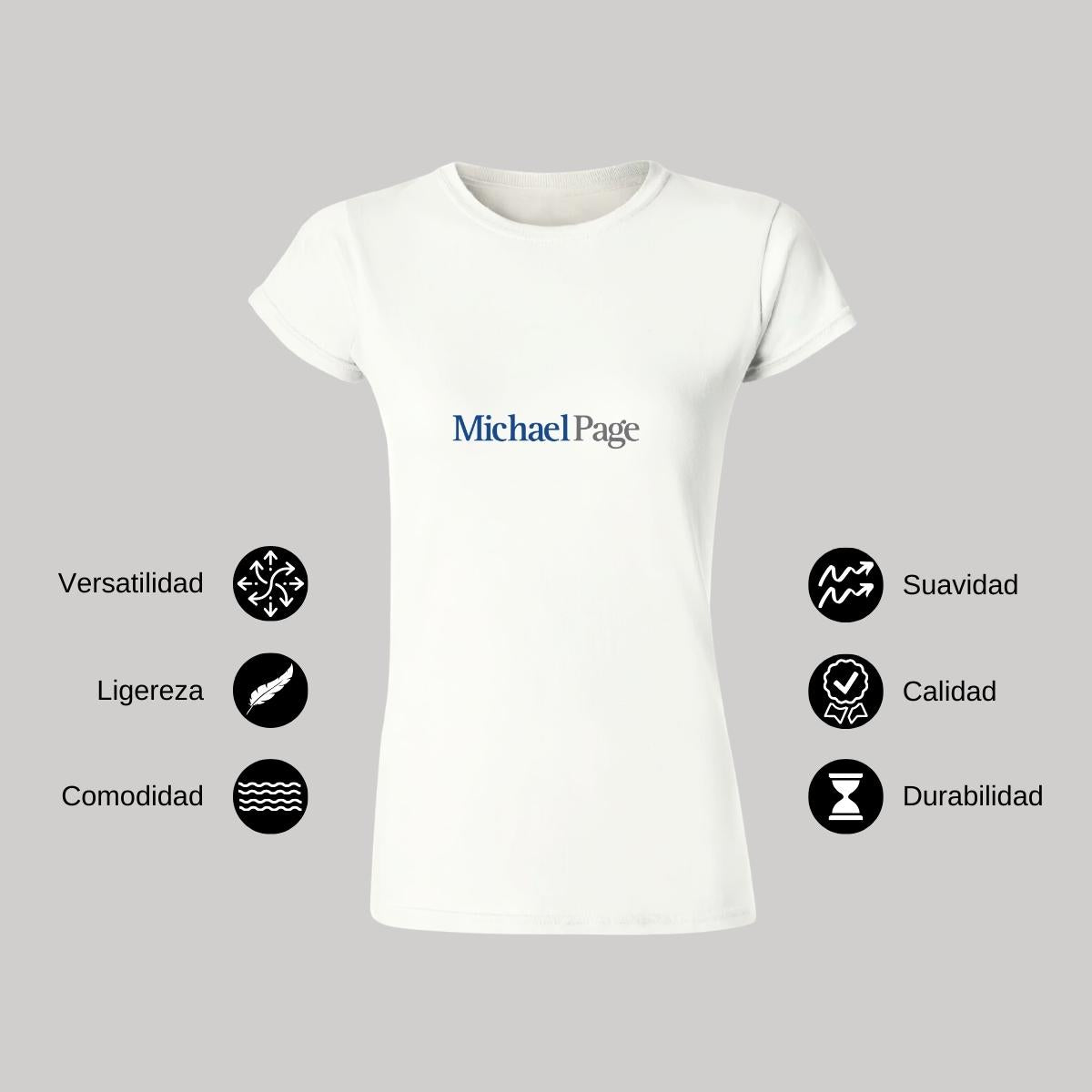 Playera Manga Corta Mujer Blanco Personalizable Logo
