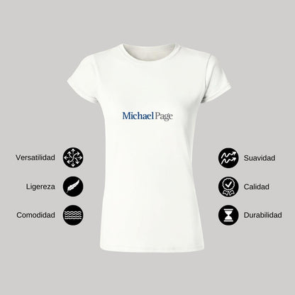 Playera Manga Corta Mujer Blanco Personalizable Logo