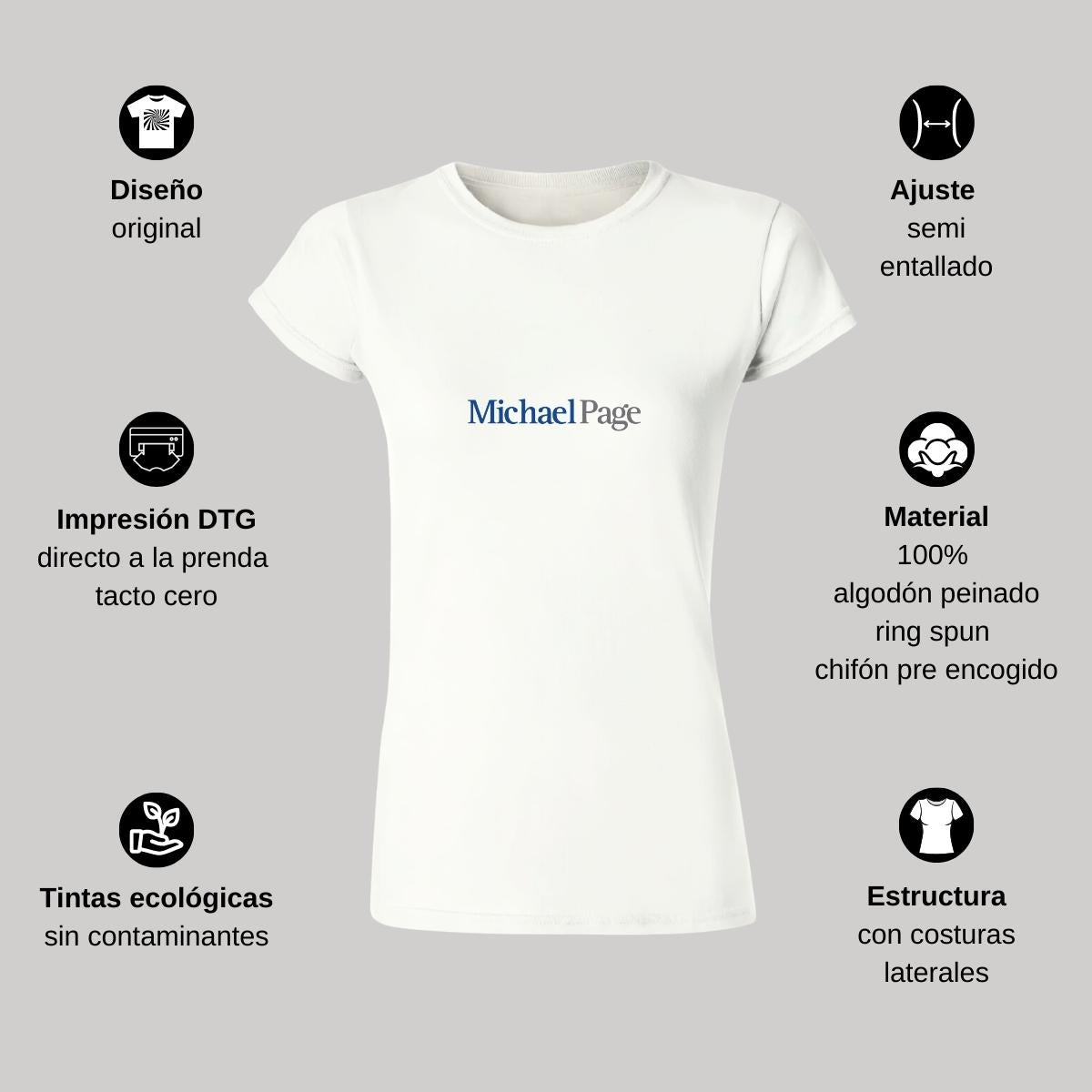 Playera Manga Corta Mujer Blanco Personalizable Logo