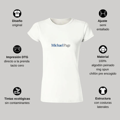 Playera Manga Corta Mujer Blanco Personalizable Logo