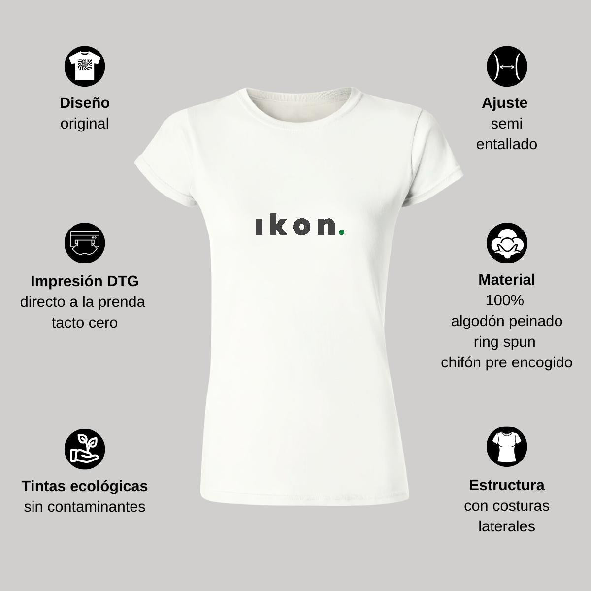 Playera Manga Corta Mujer Blanco Personalizable Logo
