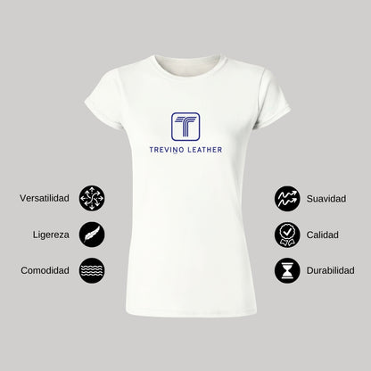 Playera Manga Corta Mujer Blanco Personalizable Logo