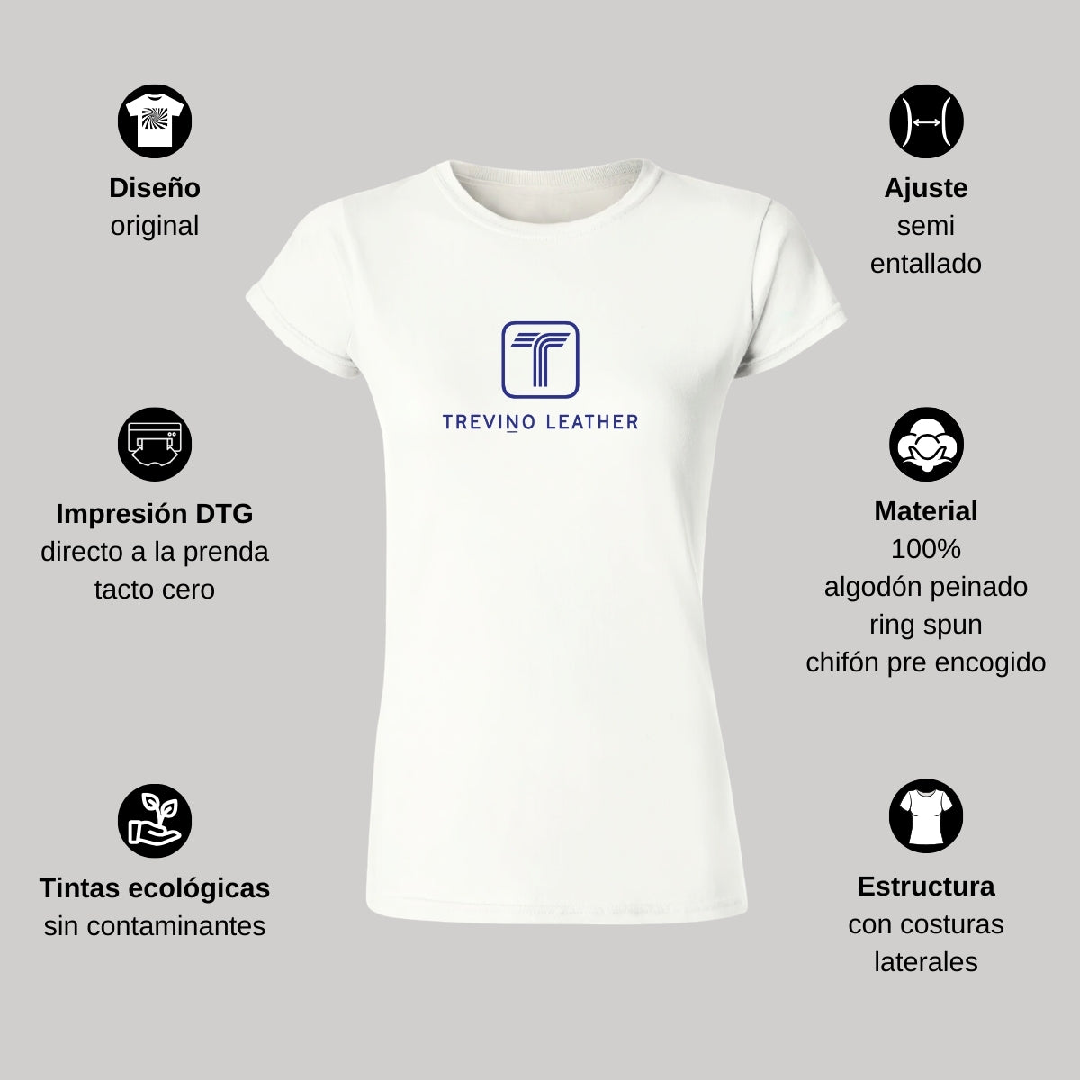 Playera Manga Corta Mujer Blanco Personalizable Logo