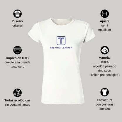 Playera Manga Corta Mujer Blanco Personalizable Logo